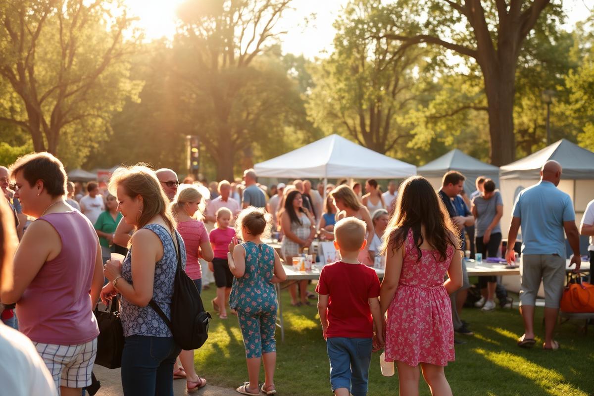 Families gathered outdoors at a community event
